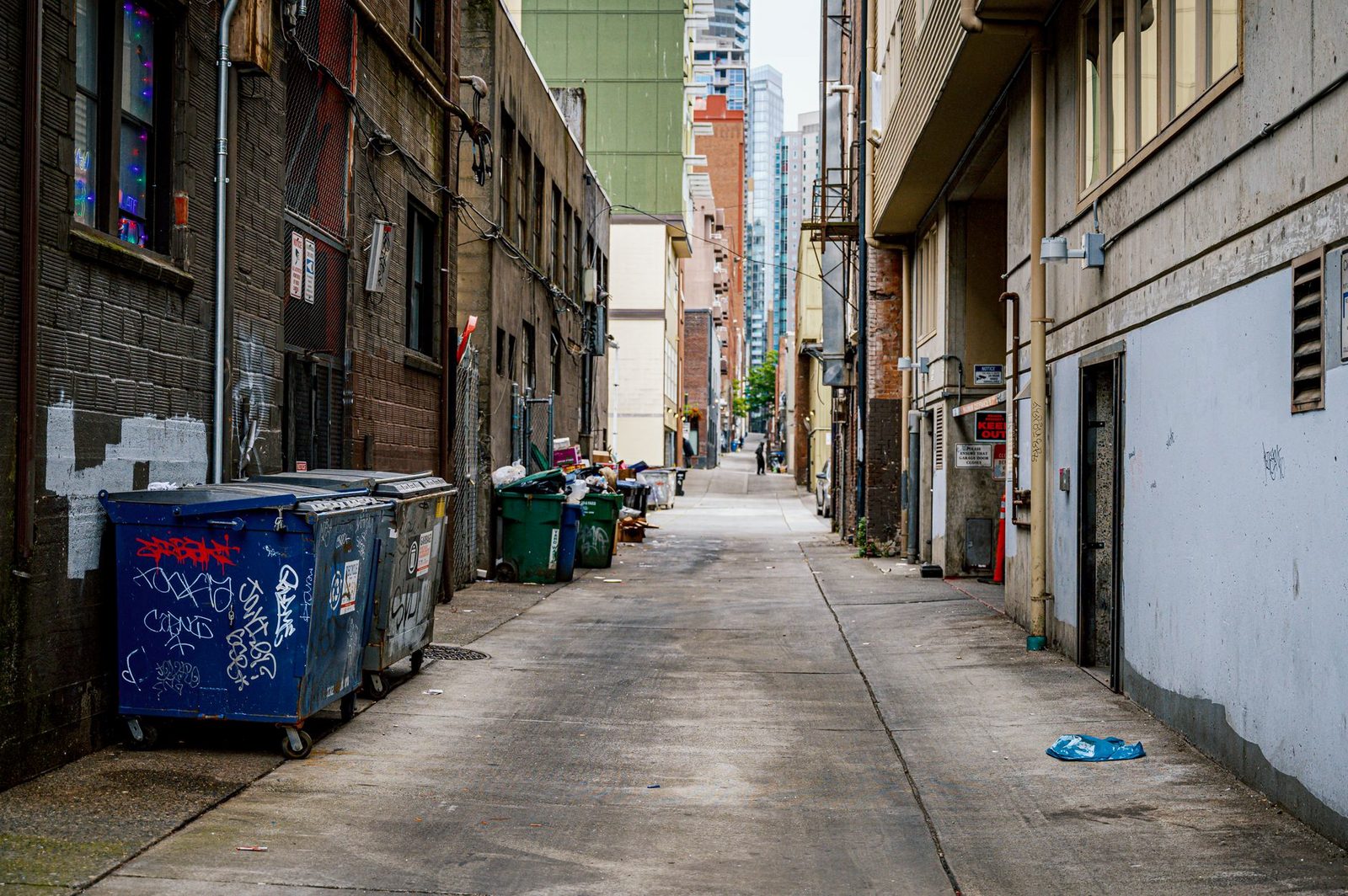 Roll-off container in a Chicago alley